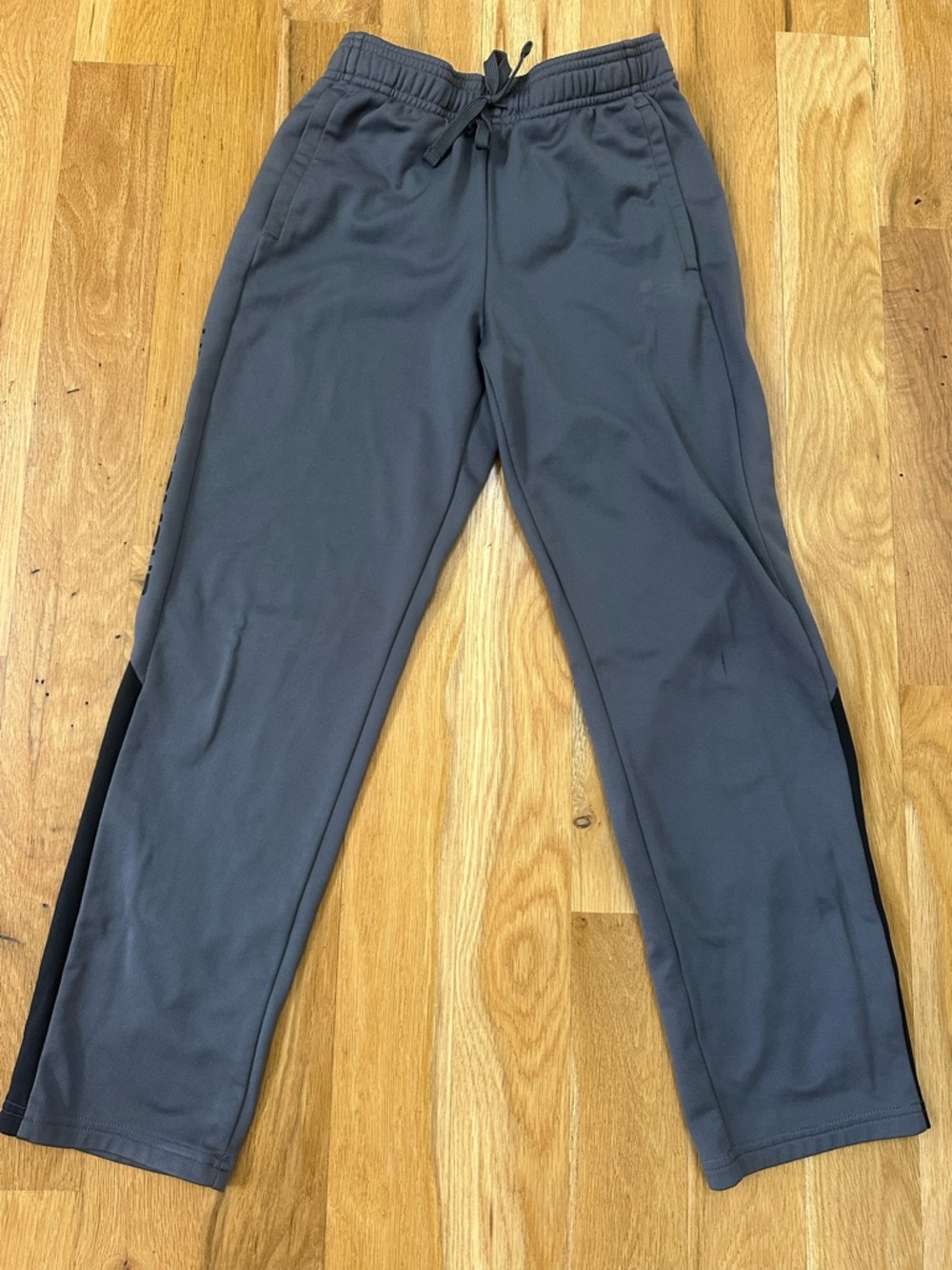 Under Armour Gray Kids Sweatpants with Black Side Panels